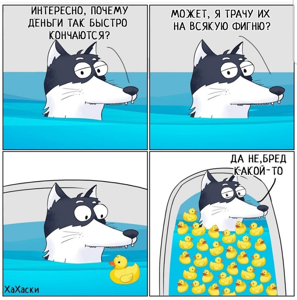 ИНТЕРЕСНО ПОЧЕМУ МОЖЕТ я ТРАЧУ их ДЕНЬГИ ТАК БЫСТРО НА всякую ФИГНЮ КОНЧАЮТСЯ дА НЕБРЕд ХаХаски