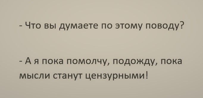 Что вы думаете по этому поводу А я пока помолчу подожду пока мысли станут цензурными