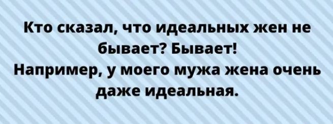 Кто сказал что идеальных жен не бывает Бывает Например у моего мужа жена очень даже идеальная