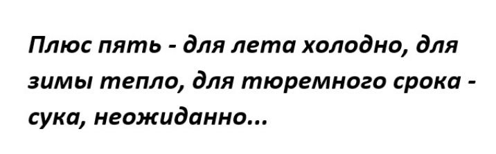 Плюс пять для лета холодно для зимы тепло для тюремного срока сука неожиданно