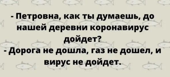 Петровна как ты думаешь до нашей деревни короиавирус дойдет дорога не дошла газ не дошел и вирус не дойдет