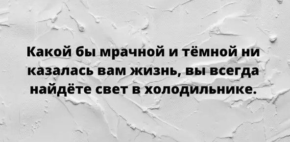 Какой бы мрачной и тёмной ни казалась вам жизнь вы всегда найдёте свет в холодильнике