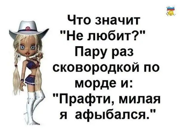 Что значит Не любит Пару раз сковородкой по морде и Прафти милая я афыбался