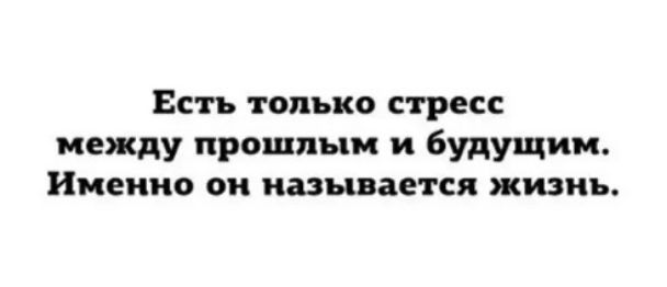 Есть только стресс между прошлым и будущим Именно он называется жизнь
