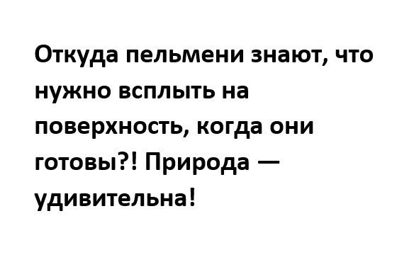 Откуда пельмени знают что нужно всплыть на поверхность когда они готовы Природа удивительна