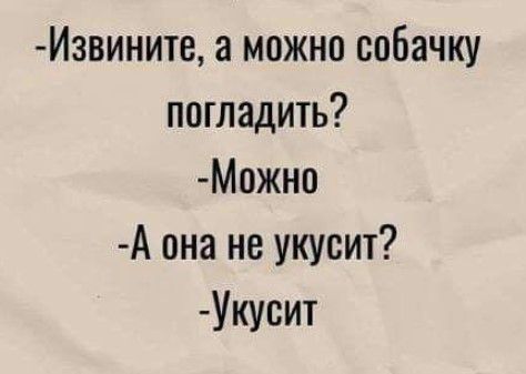 Иэвинитеа можно собачку погладить Можно А она не укусит Укусит