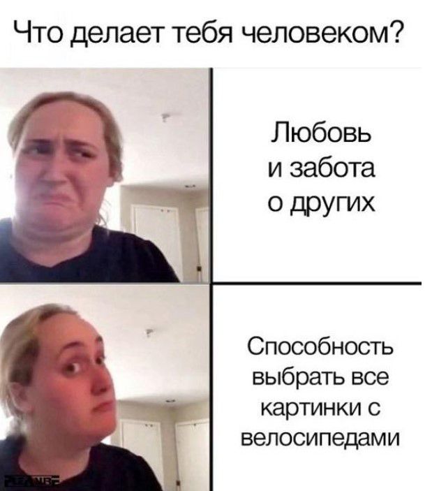 Что делает тебя человеком Способность выбрать все картинки с велосипедами
