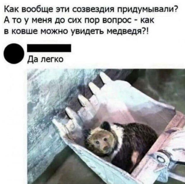 Как вообще эти созвездия придумывали А то у меня до сих пор вопрос как в ковше можно увидеть медведя Да легко