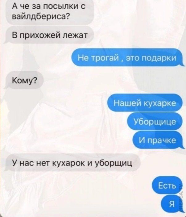 А че за посылки вайпдбериса В прихожей лежат неч а У нас нет кухарок и уборщиц