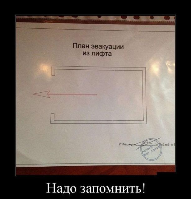 Ппан эвакуации из лифта Надо запомнить
