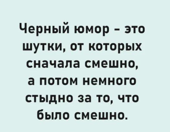 Черный юмор это шутки от которых сначала смешно а потом немного стыдно за то что было смешно