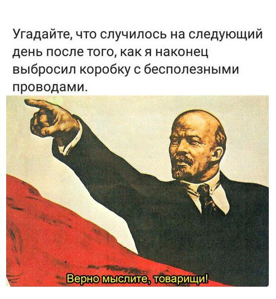 Угадайте что спуч ипось на следующий день после тогокак наконец выбросил коробку бесполезными проводами