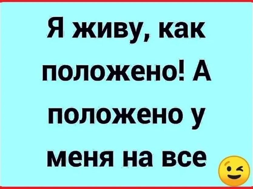 Я живу как положено А положено у меня на все