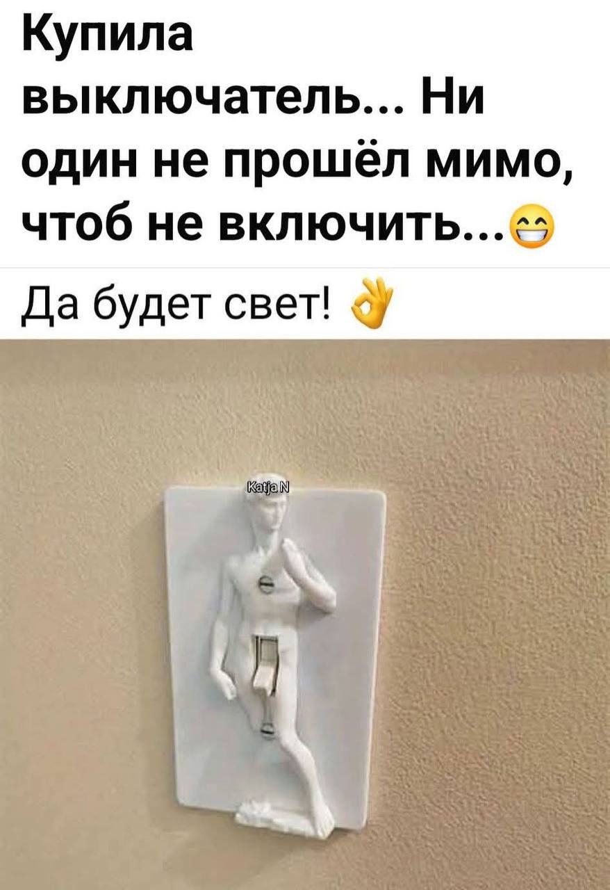 Купила выключатель... Ни один не прошёл мимо, чтоб не включить... 😁\nДа будет свет! 👌