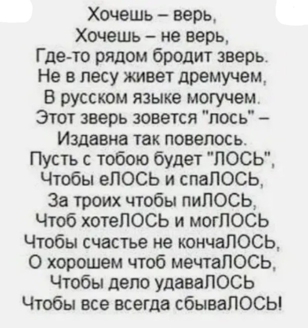 Хочешь – верь, Хочешь – не верь, Где-то рядом бродит зверь. Не в лесу живет дремучем, В русском языке могущеем. Этот зверь зовется 