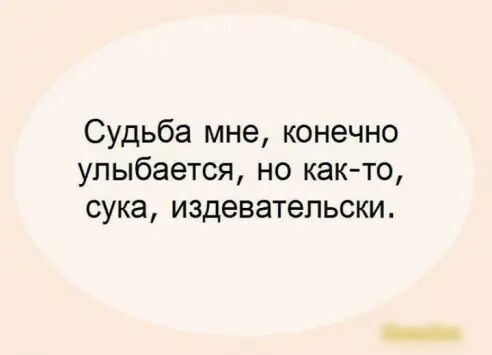 Судьба мне конечно улыбается но как то сука издевательски