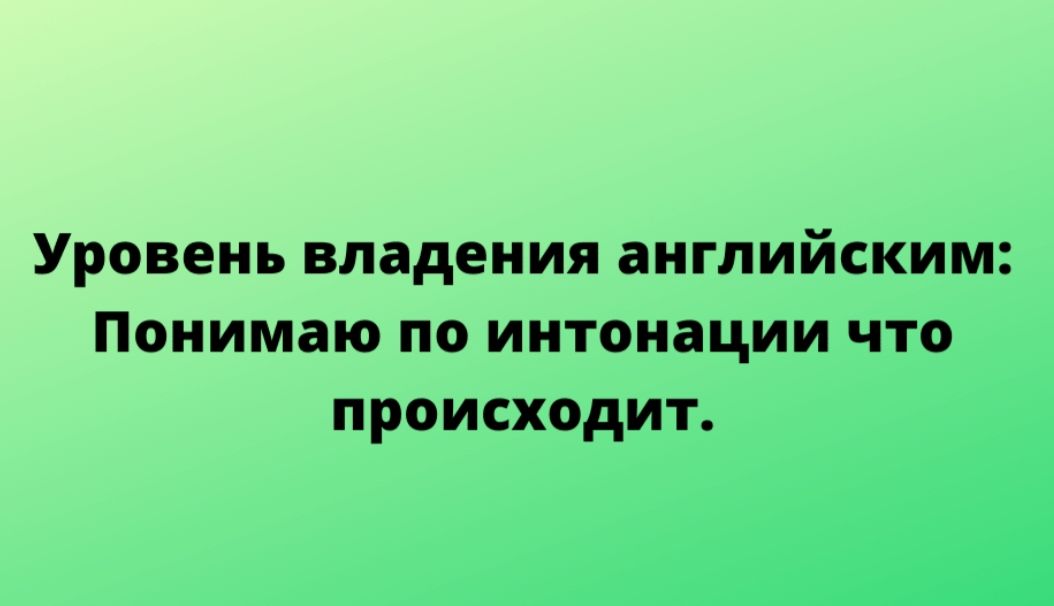 Уровень владения английским Понимаю по интонации что происходит