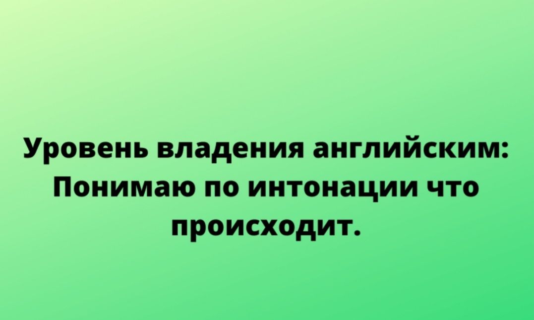 Уровень владения английским Понимаю по интонации что происходит