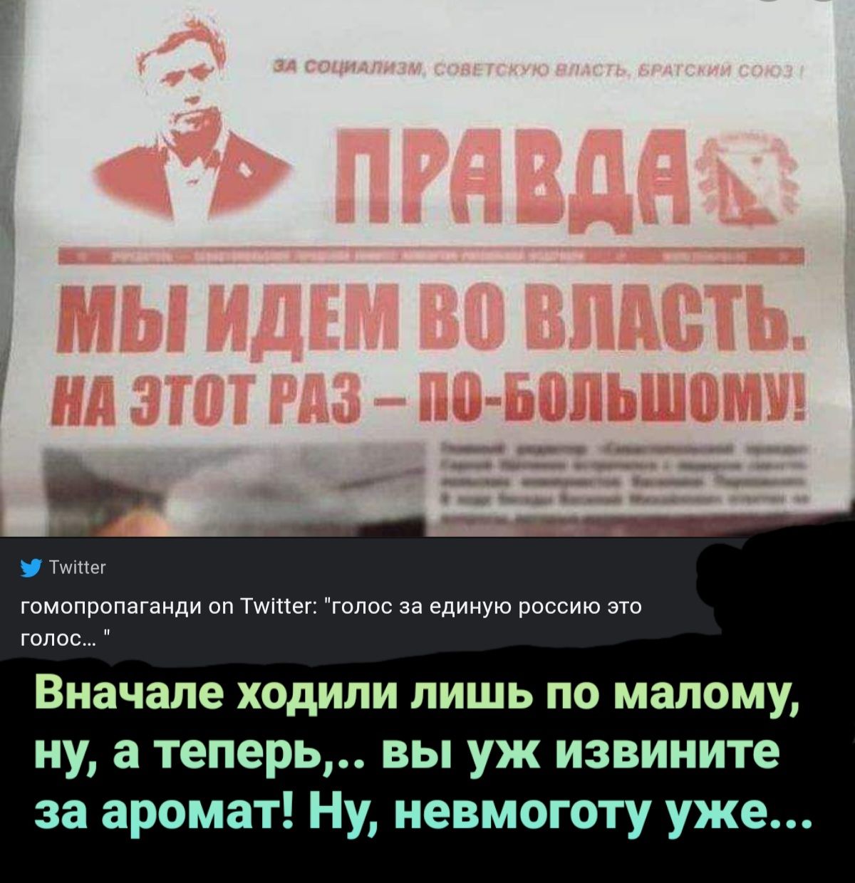 Тиінег гомопропаганди оп Тиіттег голос за единую россию это голос Вначале ходили лишь по малому ну а теперь вы уж извините за аромат Ну невмоготу уже