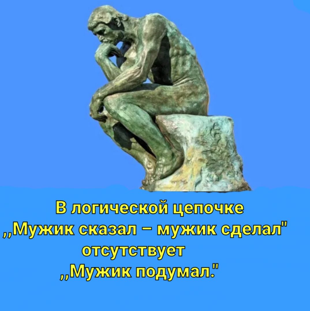 В логической цепочке Мужик сказал мужик одели Микки подумал