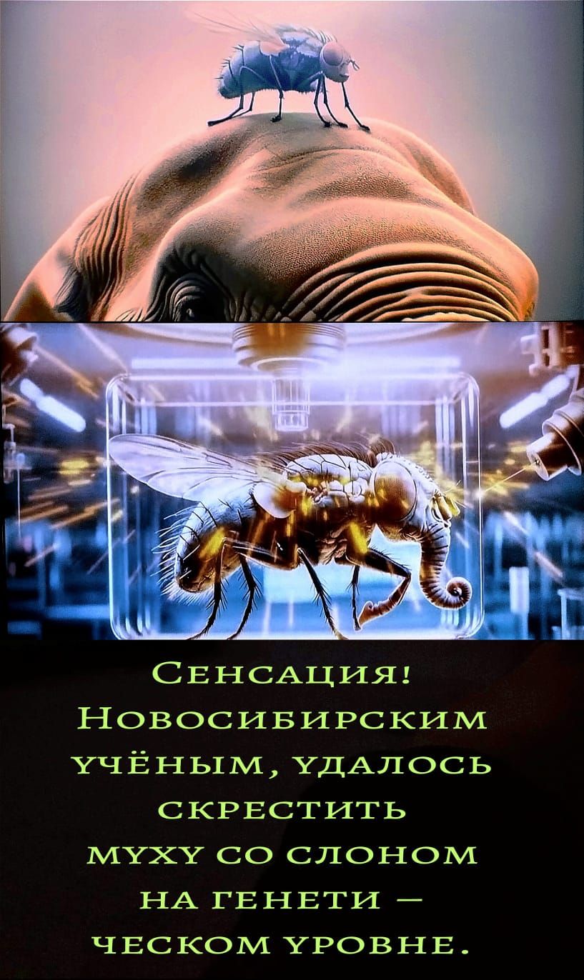 СЕНСАЦИЯ НОВОСИБИРСКИМ УЧЁНЬ1М УДАПОСЬ СКРЕСТИТЬ МУХУ СО СЛОНОМ НА ГЕНЕТИ ЧЕСКОМ УРОВНЕ