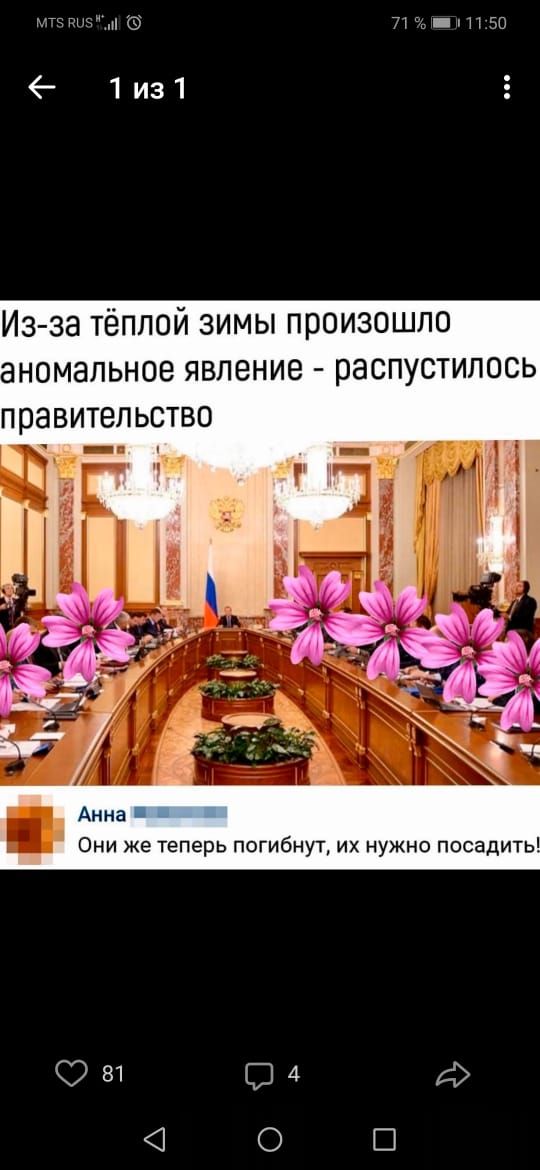 9 для 71 _ во 1из1 Из за тёплой зимы произошло аномальное явление распустипось правительство Они же теперь погибнут их нужно посадить