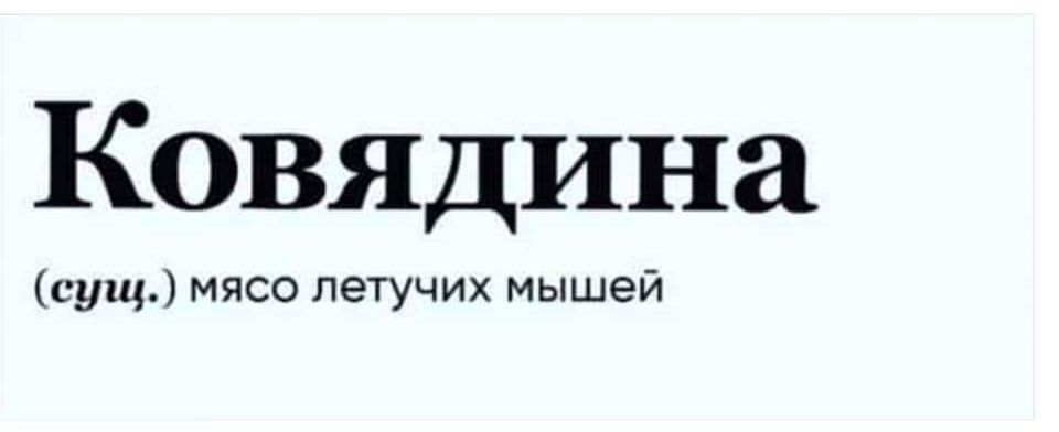 КОВЯДина сущ мясо летучих мышей