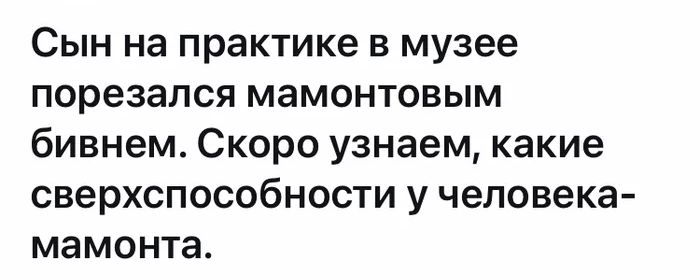 Сын на практике в музее порезался мамонтовым бивнем Скоро узнаем какие сверхспособности у человека мамонта