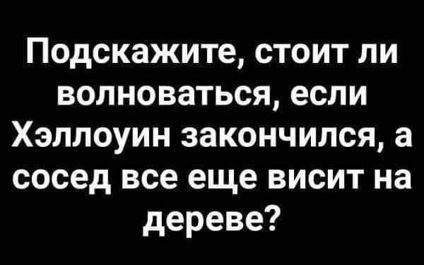 Подскажите стоит ли волноваться если Хэллоуин закончился а сосед все еще висит на дереве