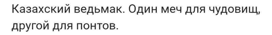 Казахский ведьмак Один меч для чудовищ другой для понтов