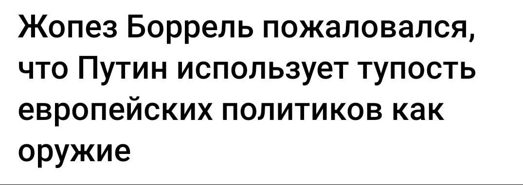 Жопез Боррель пожаловался что Путин использует тупость европейских политиков как оружие