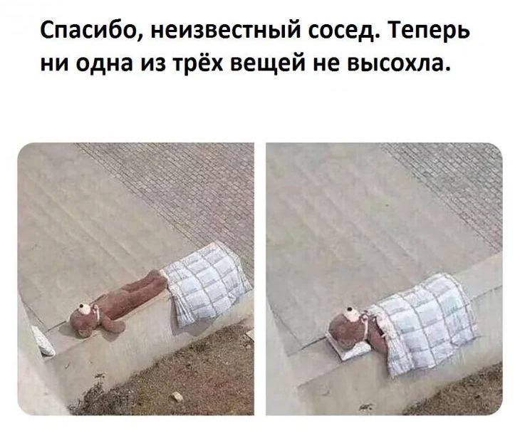 Спасибо неизвестный сосед Теперь ни одна из трёх вещей не высохла