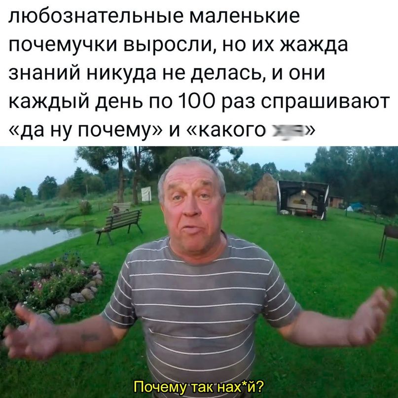любознательные маленькие почемучки выросли но их жажда знаний никуда не делась и они каждый день по 100 раз спрашивают да НУ почему и КЭКОГО Почему так нахй7
