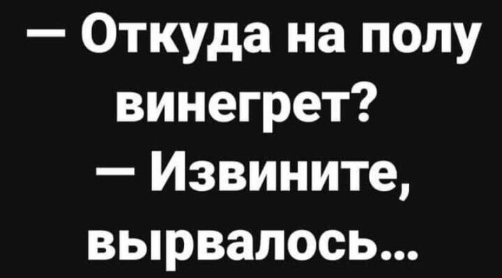 Откуда на полу винегрет Извините вырвалось