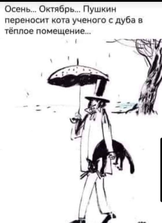Осень Октябрь Пушкин переносит кота ученого с дуба в тёплое помещение