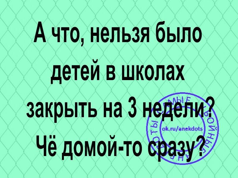 А что нельзя было детей в школах закрыть на 3 Чё домой то