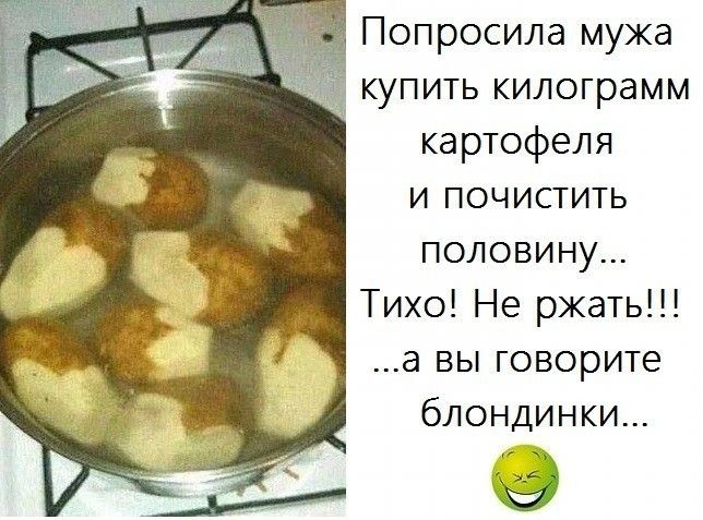 Попросила мужа купить килограмм картофеля и почистить половину Тихо Не ржать а вы говорите блондинки