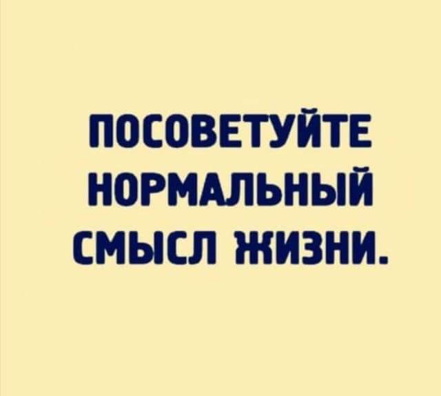 ПОСОВЕТУЙТЕ НОРМАЛЬНЫЙ СМЫСЛ ЖИЗНИ