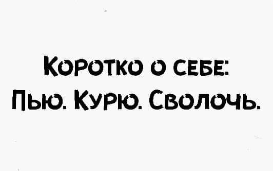 КОРОТКО о СЕБЕ Пью Курю Сволочь