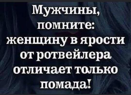 Мужчины помните женщину в ярости от ротвейлера отличает только помада