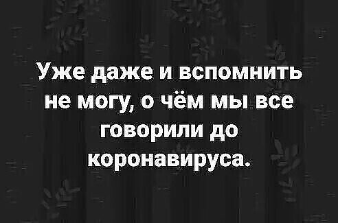 Уже даже и вспомнить не могу о чём мы все говорили до коронавируса
