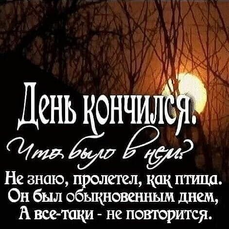Не знаю пролетел как птица Он был обьщновенньш днем А все таки не повторится