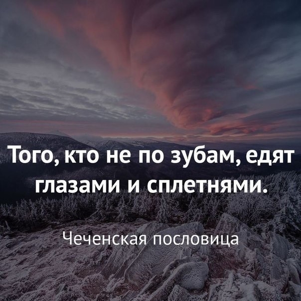 Того кто не по зубам едят глазами и сплетнями Чеченская пословица