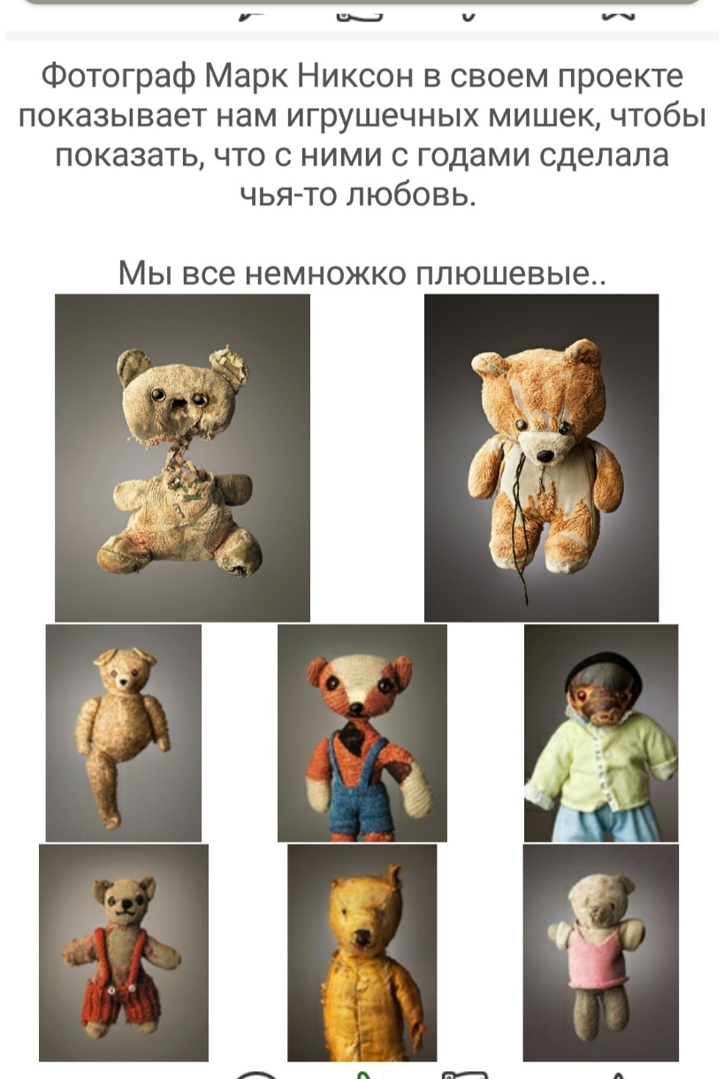 нм ин Фотограф Марк Никсон в своем проекте показывает нам игрушечных мишек чтобы показать что с ними с годами сделала чья то любовь мы все НЭМНОЖКО плюшевые
