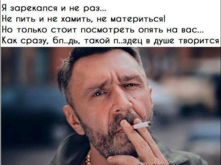 Я зарекопся и не раз Не пить и не хамить не мотеритьсяі Но только стоит посмотреть опять на вас Как срезу бпдь такой пздец в душе творится