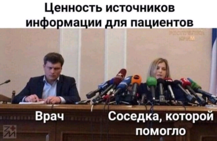 Ценность источников информации для пациентов Соседка КОТОРОМ ПОМОГПО
