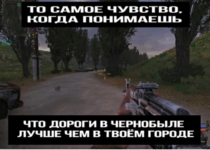 ТО САМОЕ ЧУВСТВО КОГДА ПОНИМАЕШЬ т ЧТО ДОРОГИ В ЧЕРНОБЬЛЕ ЛУЧШЕ ЧЕМ В ТВОЁМ ГОРОДЕ _