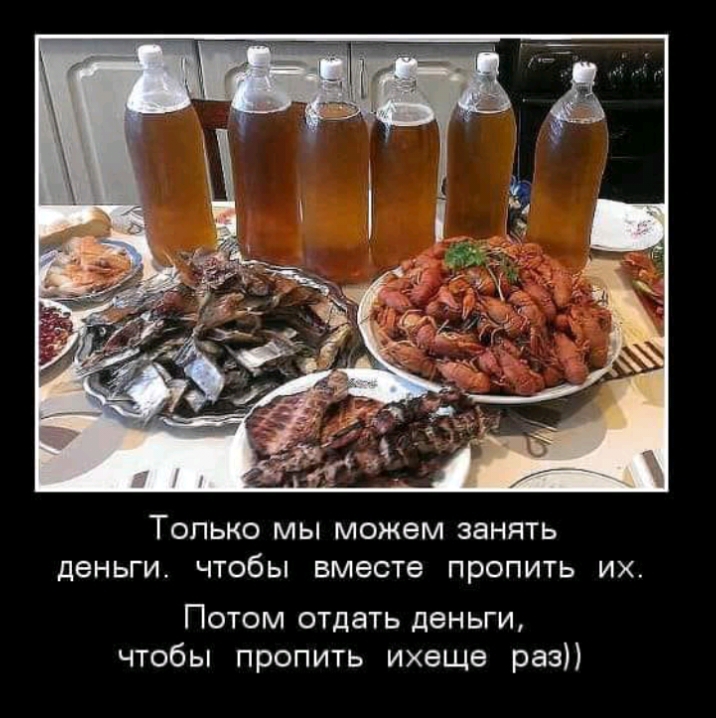 ТОЛЬКО МЫ МОЖЭМ ЗЗНЯТЬ деньги ЧТОБЫ вместе ПРОПИТЬ ИХ Потом отдать деньги чтобы пропить ихеще раз