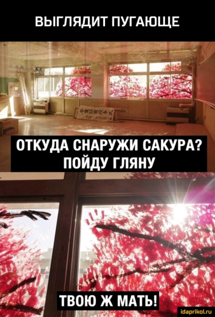 ВЫГЛЯДИТ ПУГАЮЩЕ ОТКУДА СНАРУЖИ САКУРА _УПОЙДУ ГЛЯНУ _ и твою_жмАты _ЕЕЪ