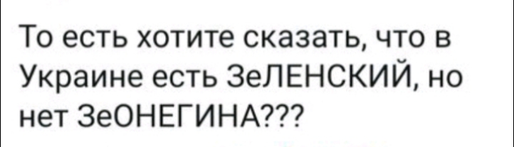 То есть хотите сказать что в Украине есть ЗеЛЕНСКИЙ но нет ЗеОНЕГИНА